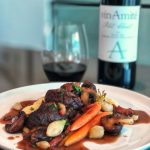 Red wine and prune braised pork cheeks